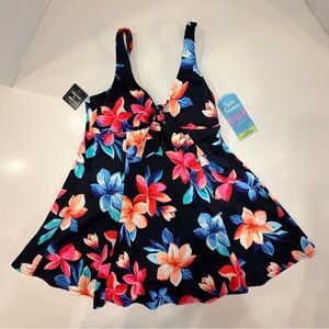 NWT Swim Solutions Lanai Swimdress Size 10 with Tummy Control and Bust Support